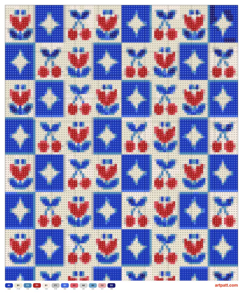 Retro Folk Kitchen Tile Tapestry Crochet Pattern