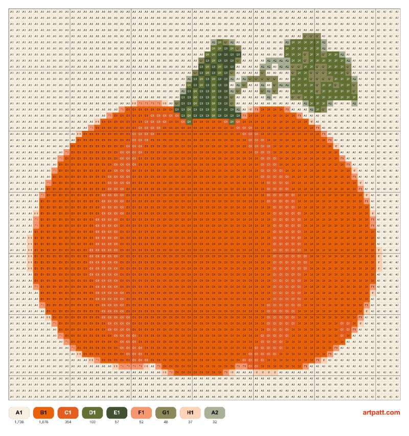 Cross-Stitch Pumpkin Pattern — 64×64 Grid
