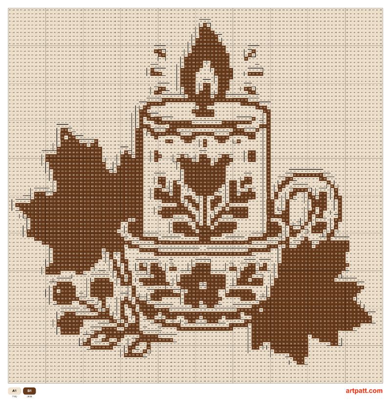 Autumn Candle and Fallen Leaves Blackwork Pattern