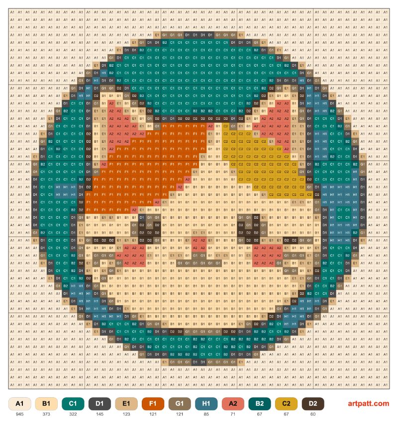 Free Punch Needle Cat Pattern — 50×50 Chart