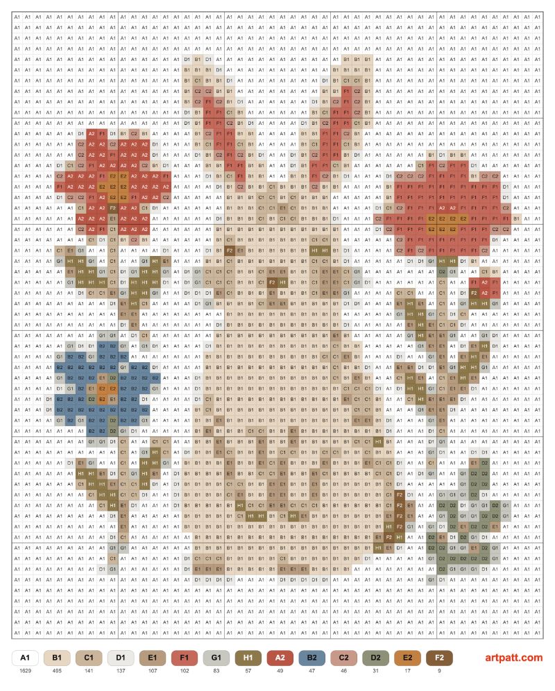 Free Cross Stitch Rabbit Pattern — Folk Bunny with Wildflowers 50×59