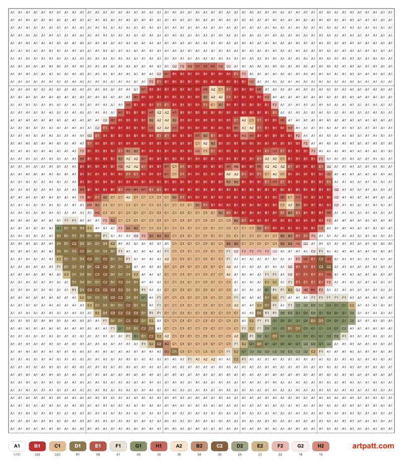 Free Embroidery Mushroom Pattern — Folk Amanita with Leaves 50×55