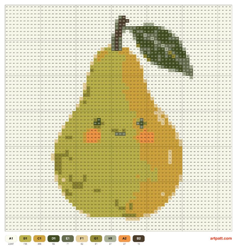 Bashful Pear Cross-Stitch Pattern — 64×64, 10 Colors