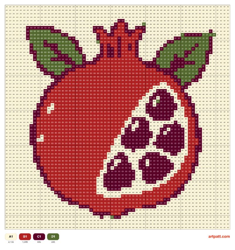 Pomegranate Tapestry Crochet Free Pattern — 64×64 Grid, 12 Colors
