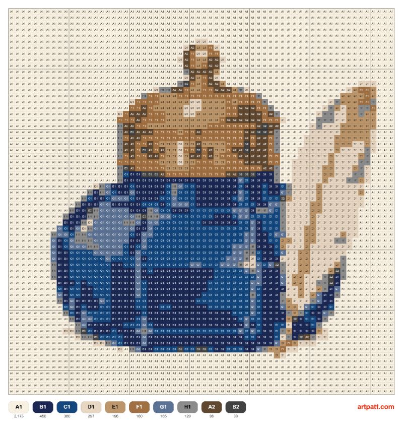 Antique Inkwell Cross-Stitch Pattern — 64×64, 10 Colors