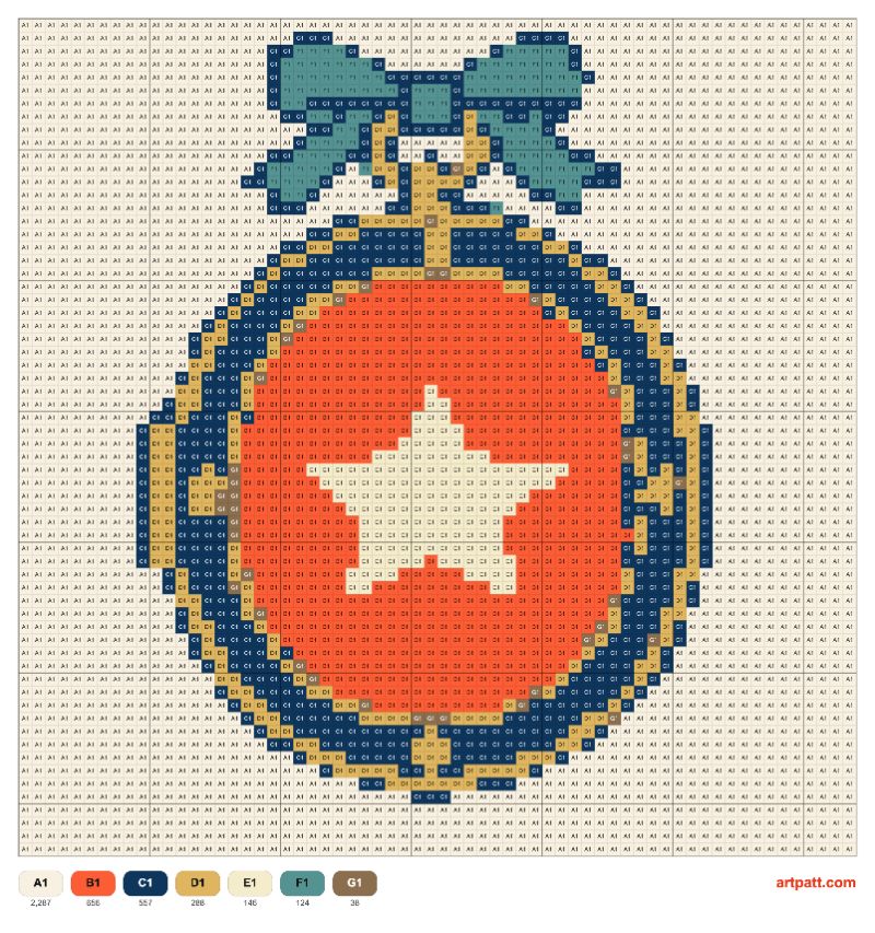 Red Locket Cross-Stitch — 64×64