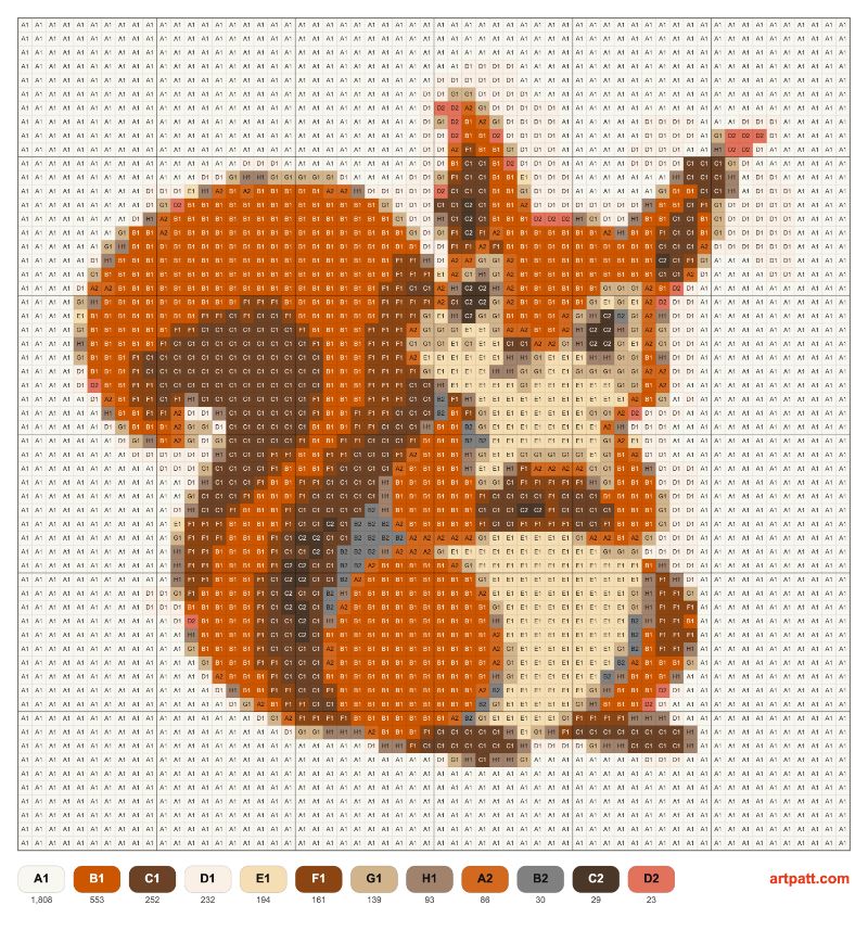 Squirrel with Acorn — 60×60 Tapestry Crochet Pattern, 12 Colors