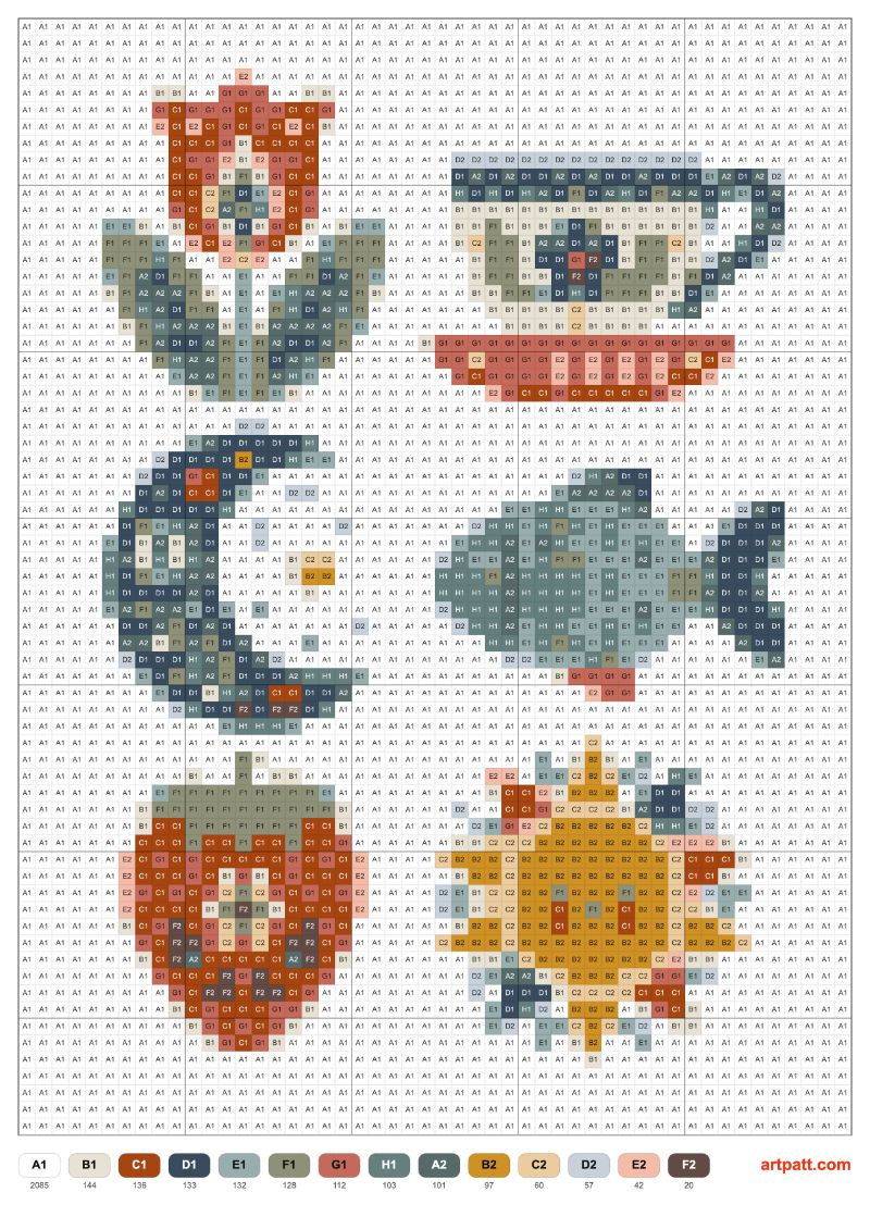 Free Cross Stitch Sampler Pattern — Folk Motifs 50×67 Chart