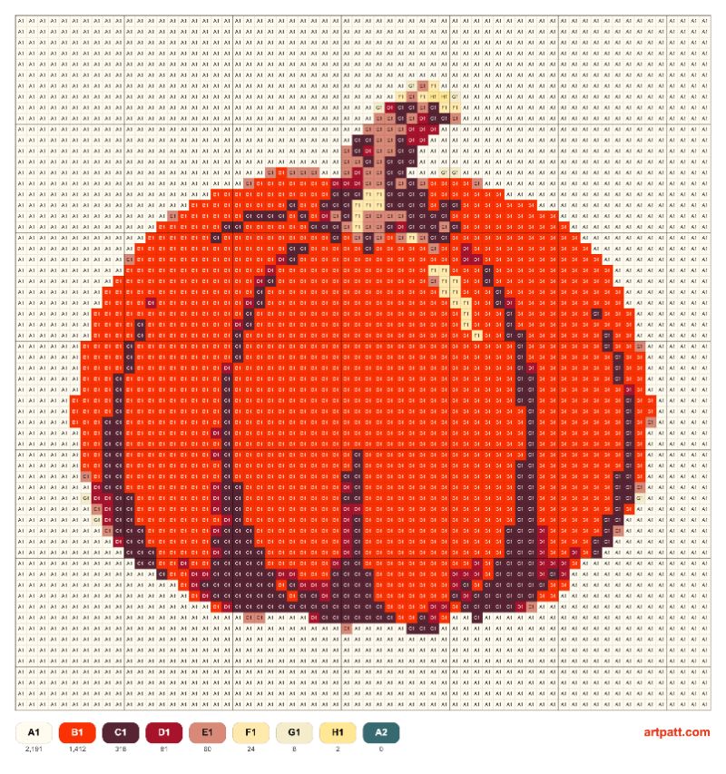 Pumpkin Cross-Stitch Pattern — 64×64, 10 colors