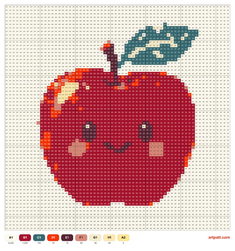 Apple Cross Stitch Pattern — 64x64 Grid