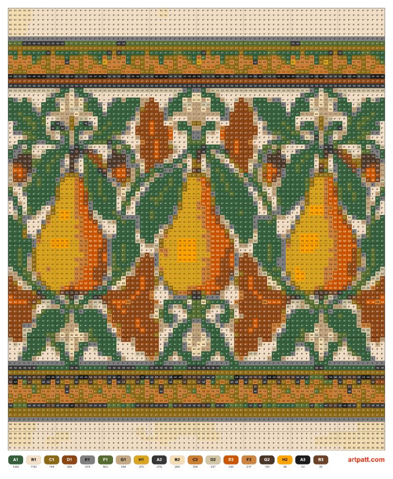 Art Nouveau Autumn Pear Border — Tapestry Crochet 80×94