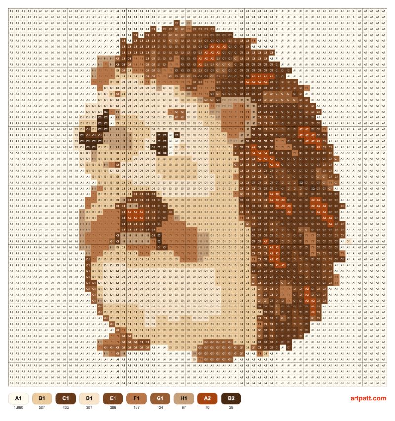 Chestnut Hedgehog — 64×64 Cross-Stitch Pattern