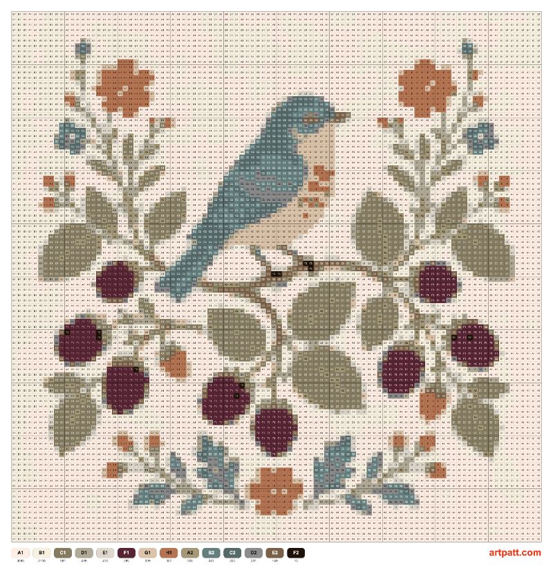 Blackberry Songbird Cross Stitch Pattern