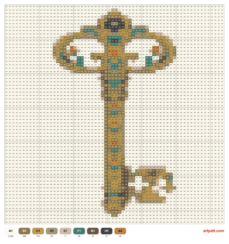 Antique Whimsical Key — 64×64 Cross-Stitch