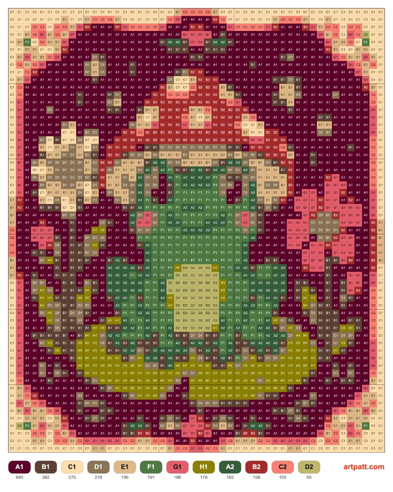 Free Crochet Frog Pattern — Mushroom Frog 50×59 Chart