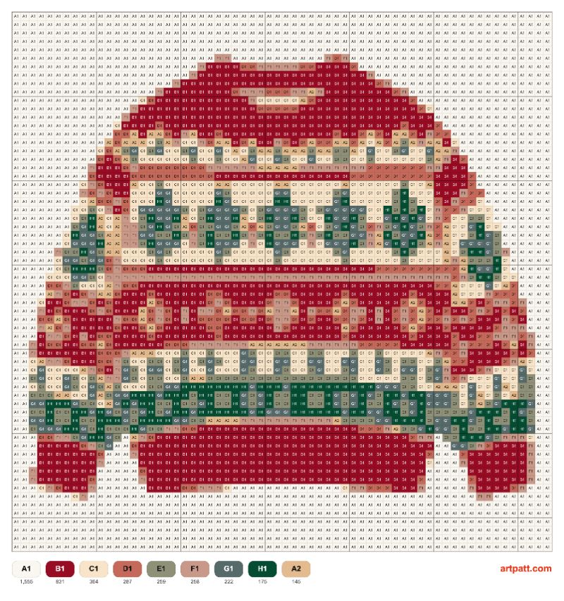 Free Cross-Stitch Sweater Motif — 64×64 Grid, 9 Colors