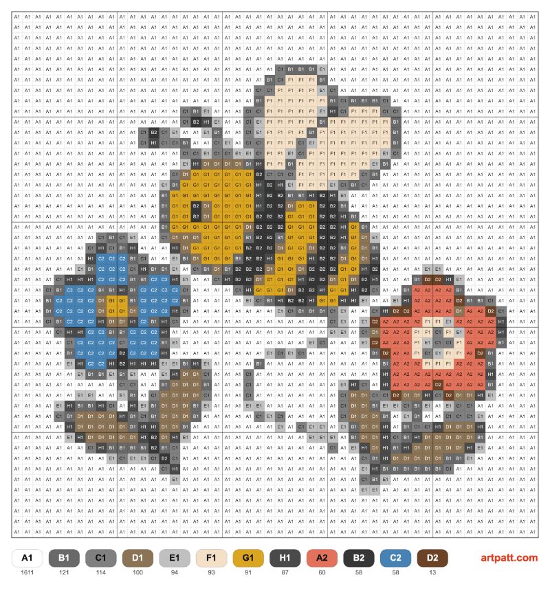 Free Punch Needle Bee Pattern — Folk Flowers 50×50 Chart