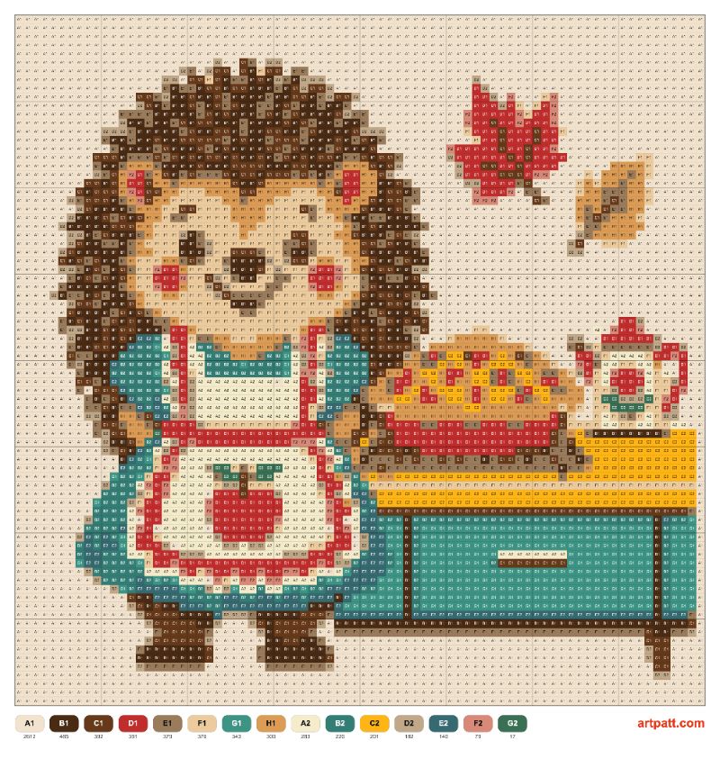 Retro Kitchen Hedgehog Baker — Cross-Stitch 80×80