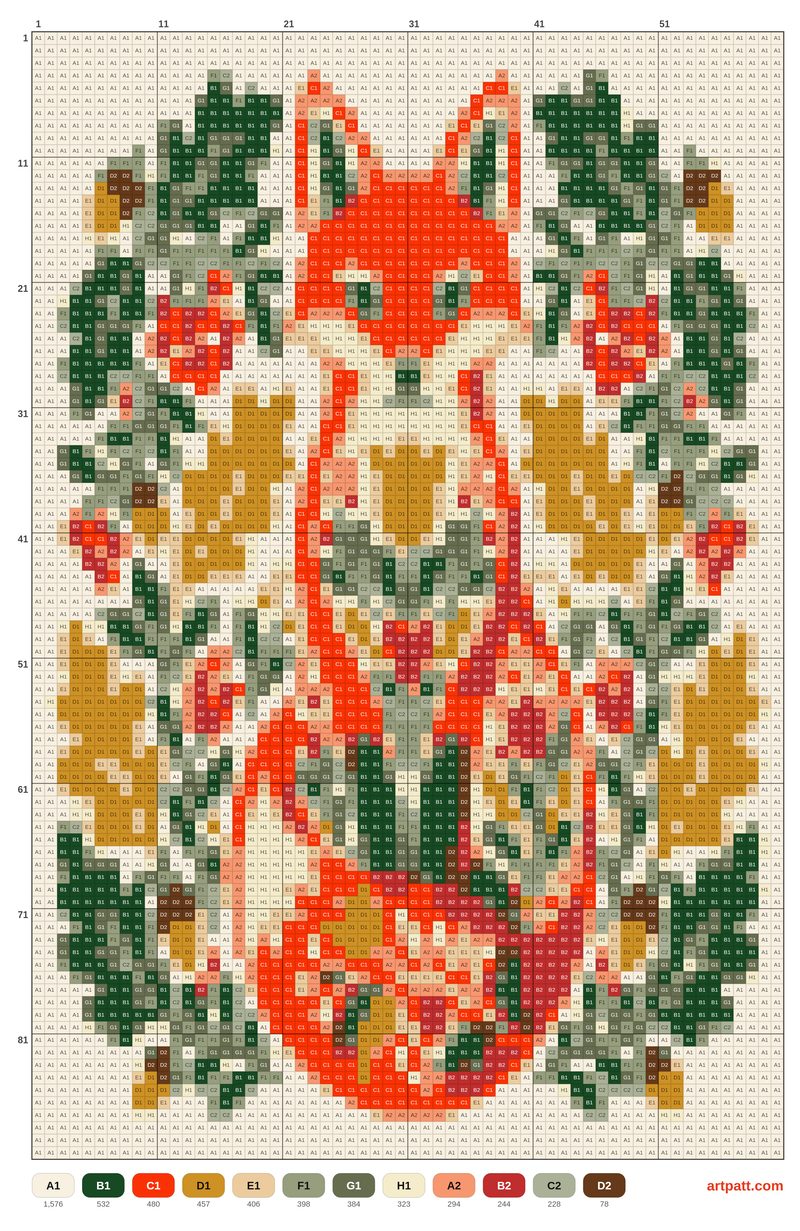 Folk Fox with Oak Leaves and Rowan Berries Cross Stitch Pattern