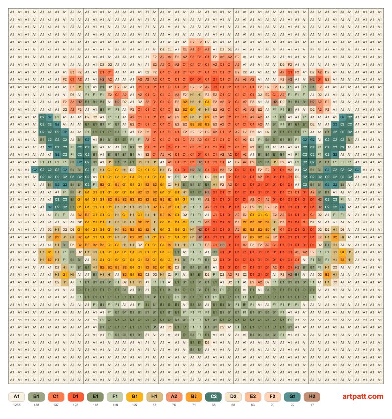 Free Embroidery Flower Pattern — 50×50 DMC Chart