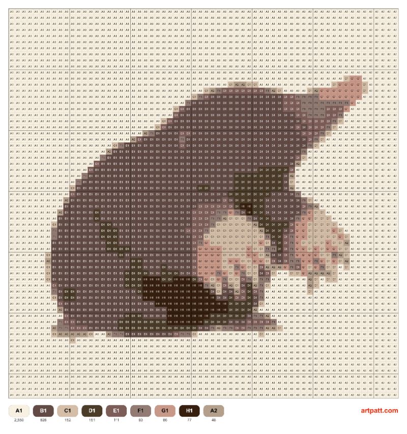 Curious Mole Cross Stitch Pattern — 64×64 Grid, 9 Colors