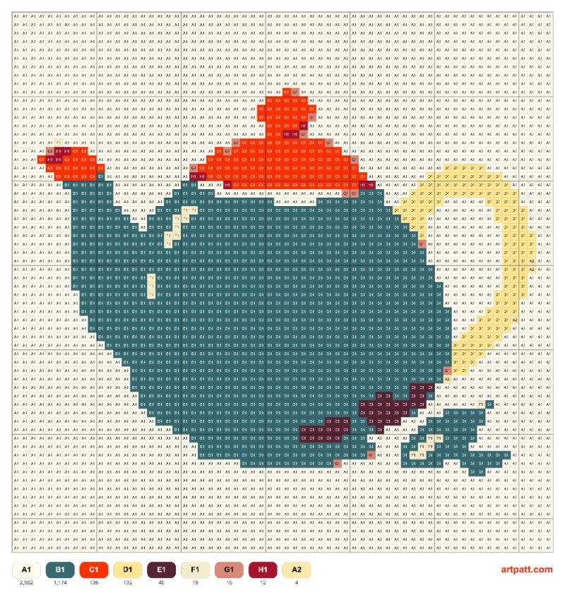 Whimsical Teapot Cross Stitch Pattern — 64×64