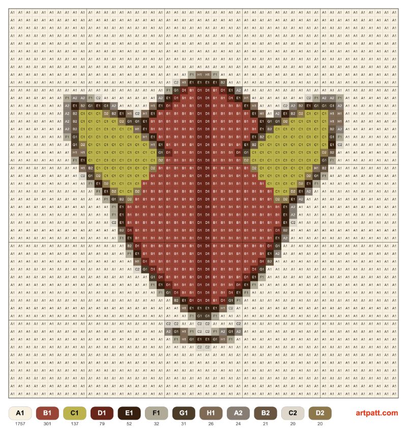 Autumn Chestnut and Leaves Needlepoint Pattern