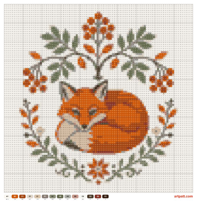 Folk Fox and Rowan Cross Stitch Pattern