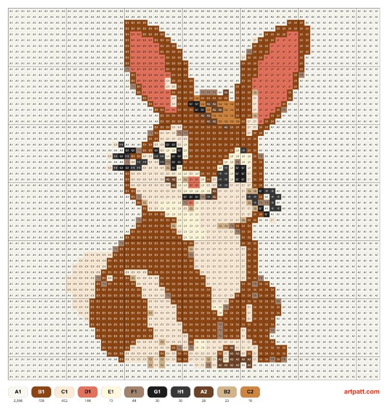 Rabbit with Acorn Cap — Tapestry Crochet 64×64