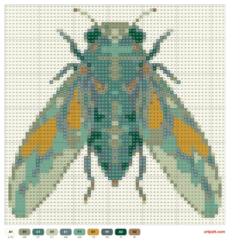 Whimsical Cicada Cross-Stitch Pattern — 64×64, 10 Colors