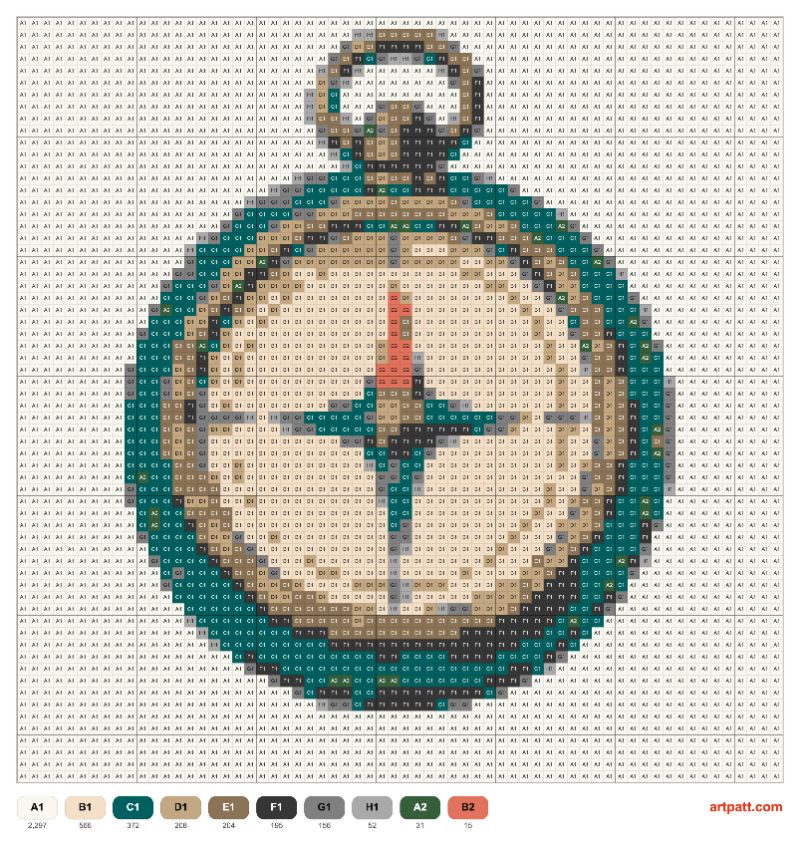 Antique Compass Tapestry Crochet Pattern — 64×64, 10 Colors