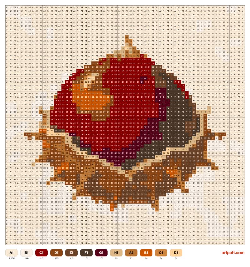 Oversized Chestnut in Burr — Tapestry Crochet 64×64, 12 Colors