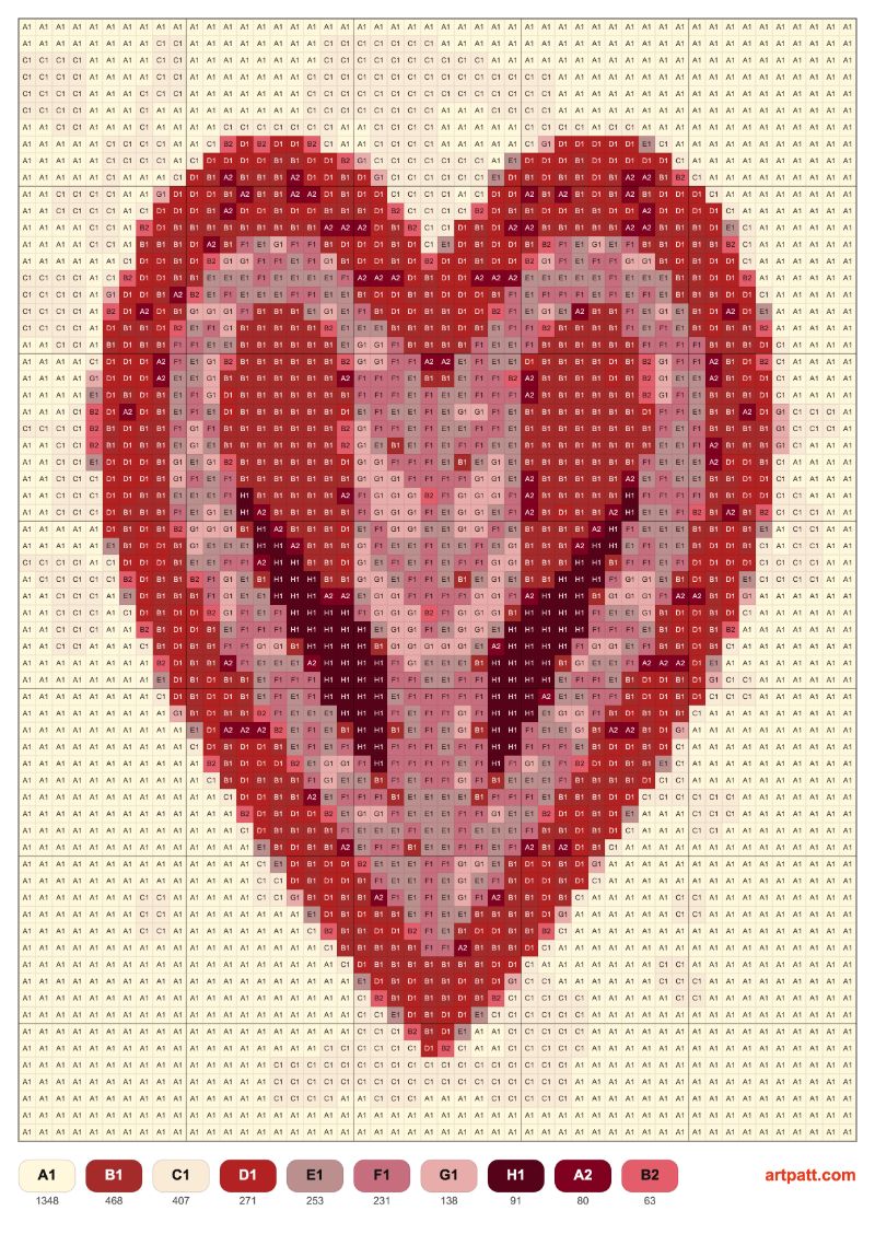 Free Knitting Heart Pattern — 50×67 Chart