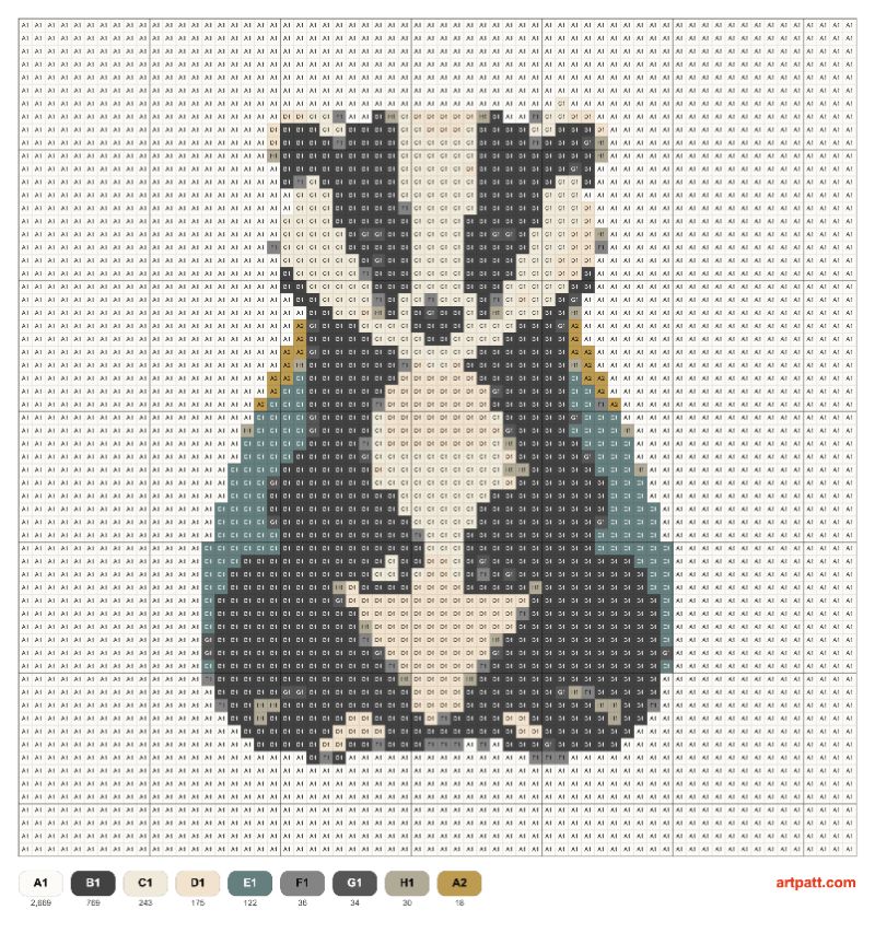 Cute Badger Cross Stitch Pattern — 64x64 Grid