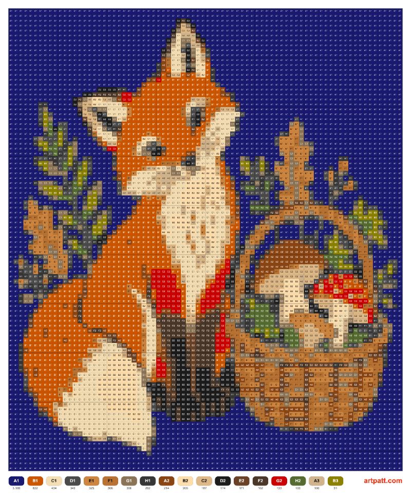 Fox Among Forest Mushrooms — 80×80 Cross-Stitch Chart