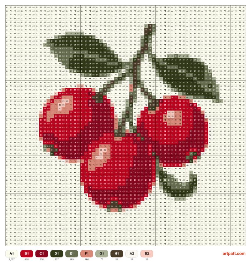 Cranberry Cross-Stitch Free Pattern — 64x64, 10 Colors